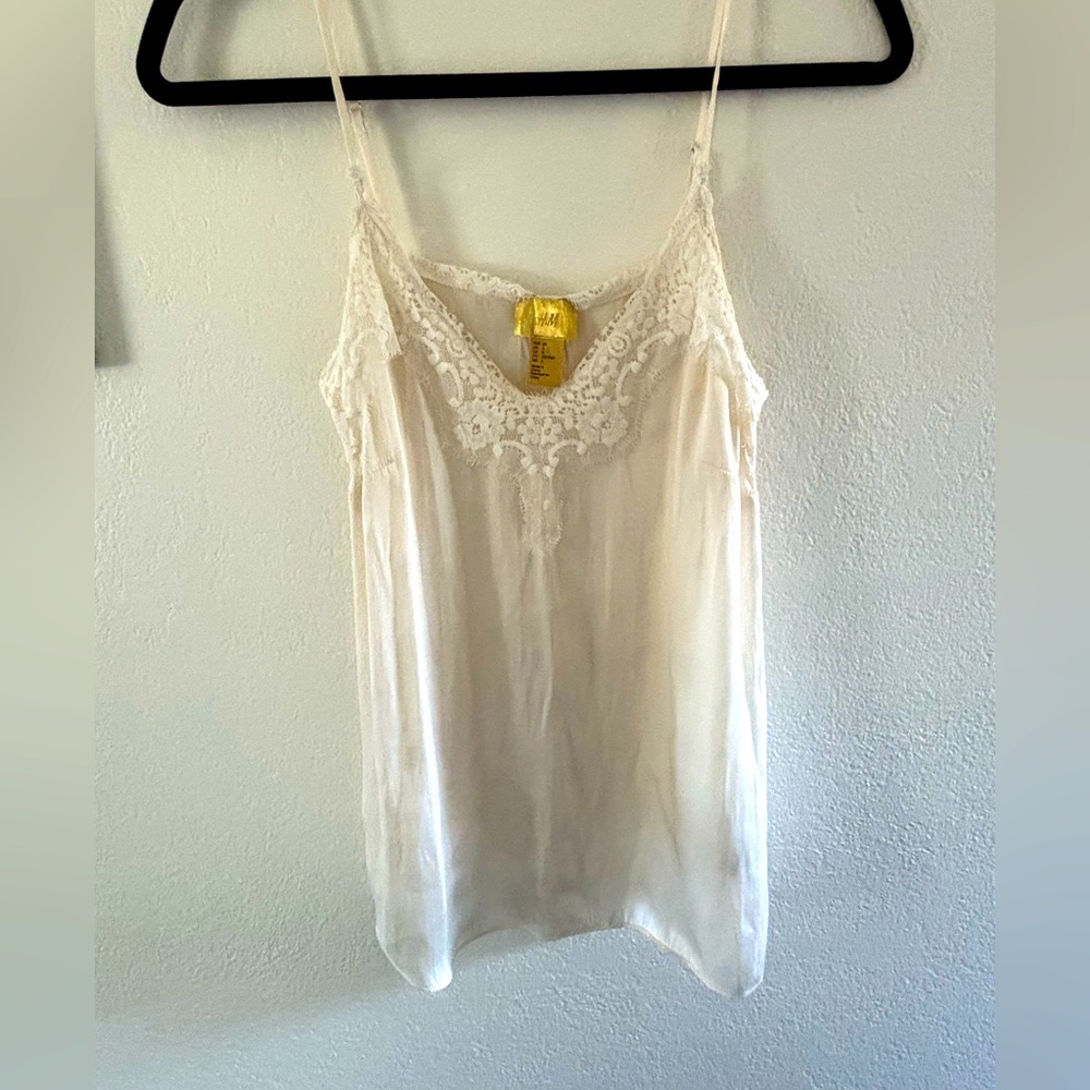 H&M Cream Lace Trim Top